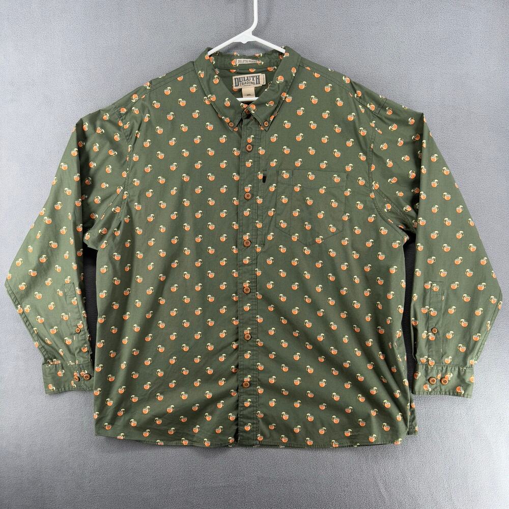 Duluth Trading Untucked Shirt Mens 2XL Green Mint Mojito Relaxed Fit Long Sleeve